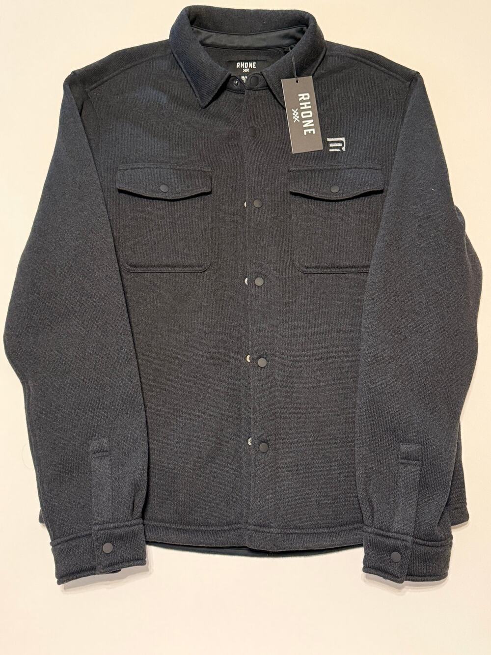 Rhone Fleece Shacket Mens M Dark Gray Heather Snap Front Jacket NWT $168 Retail